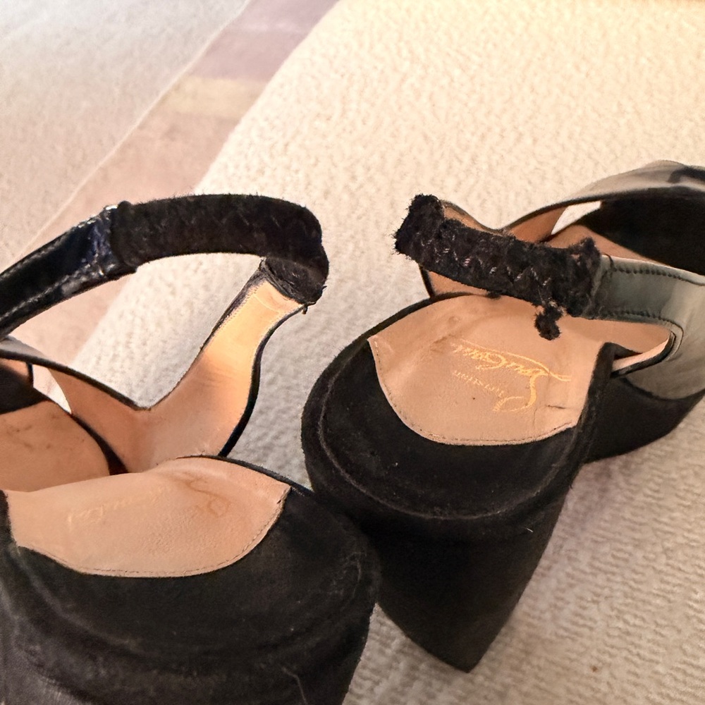Christian Louboutin Black Patent Leather Platform Heels - Picture 9 of 14
